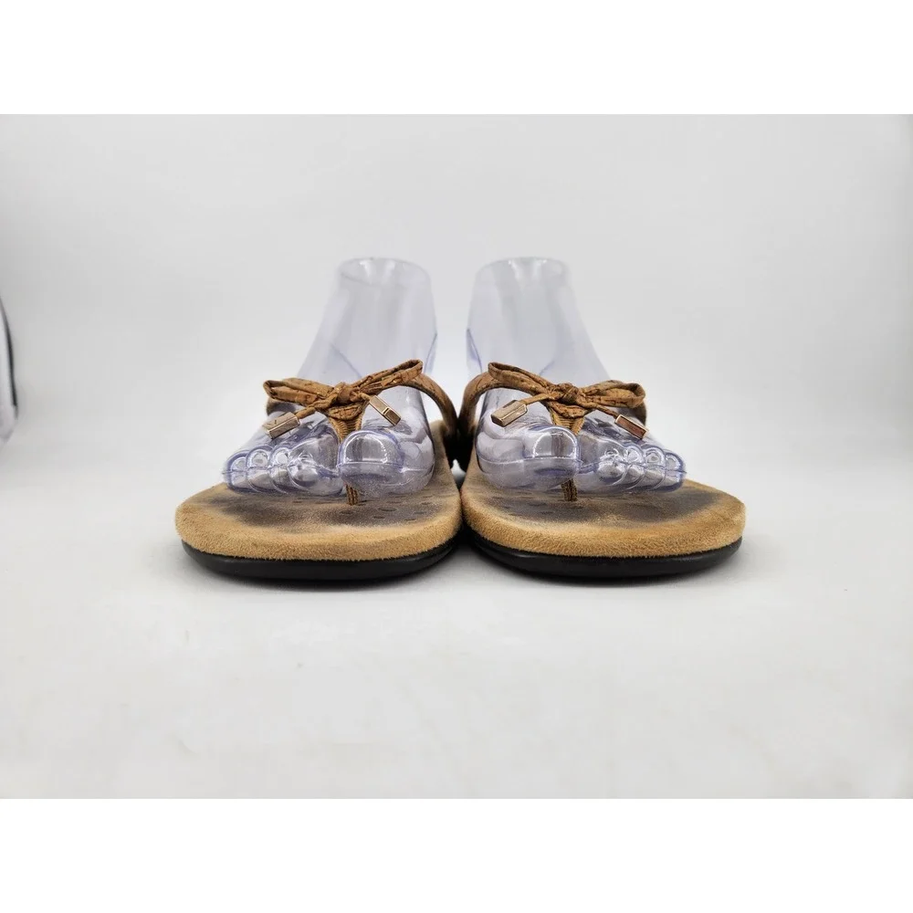 Vionic Bella II Thong Sandals Womens 10 Tan Cork‎ Orthotic Bow Flip Flops